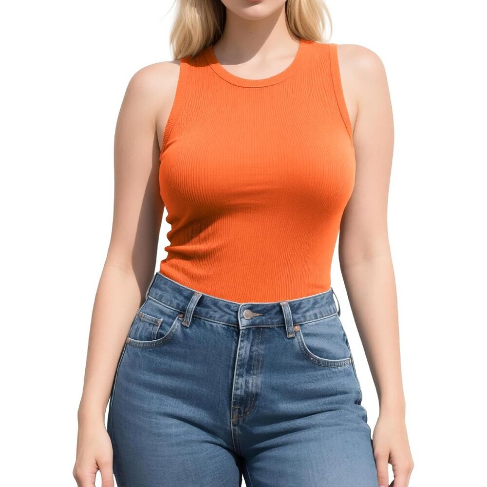 Women's Tank Top High Neck Sleeveless Cami Casual Slim Fit Summer Top